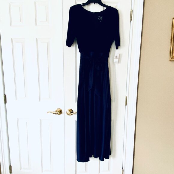 Alex Evenings navy surplice neckline ballgown NWT Size 12P - Picture 3 of 6
